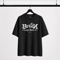 "Black streetwear oversized t-shirt with Break The Rules gothic lettering"