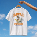 [MilkTee] "Hawaii Beach Club" Vintage Surfer Graphic Tee - Retro Hawaiian Summer T-Shirt