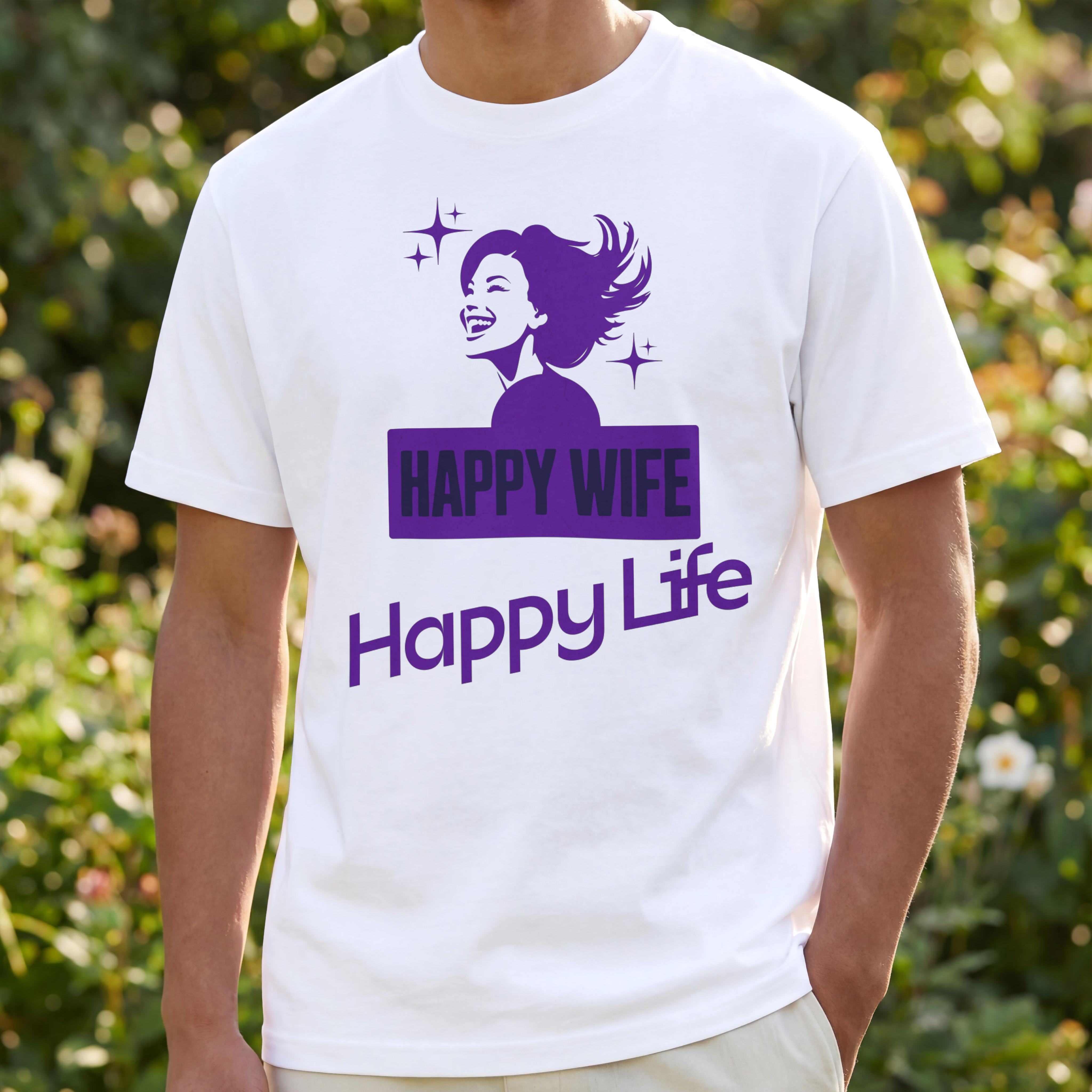 「Happy Wife Happy Life 1」Logo Print